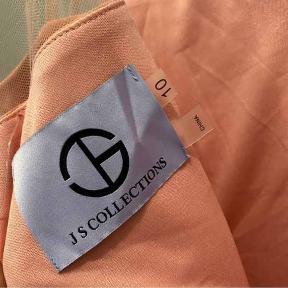 JS Collections Womens Black Illusion Bow Front Wide Leg Jumpsuit Peach Pink 10 - Picture 3 of 5